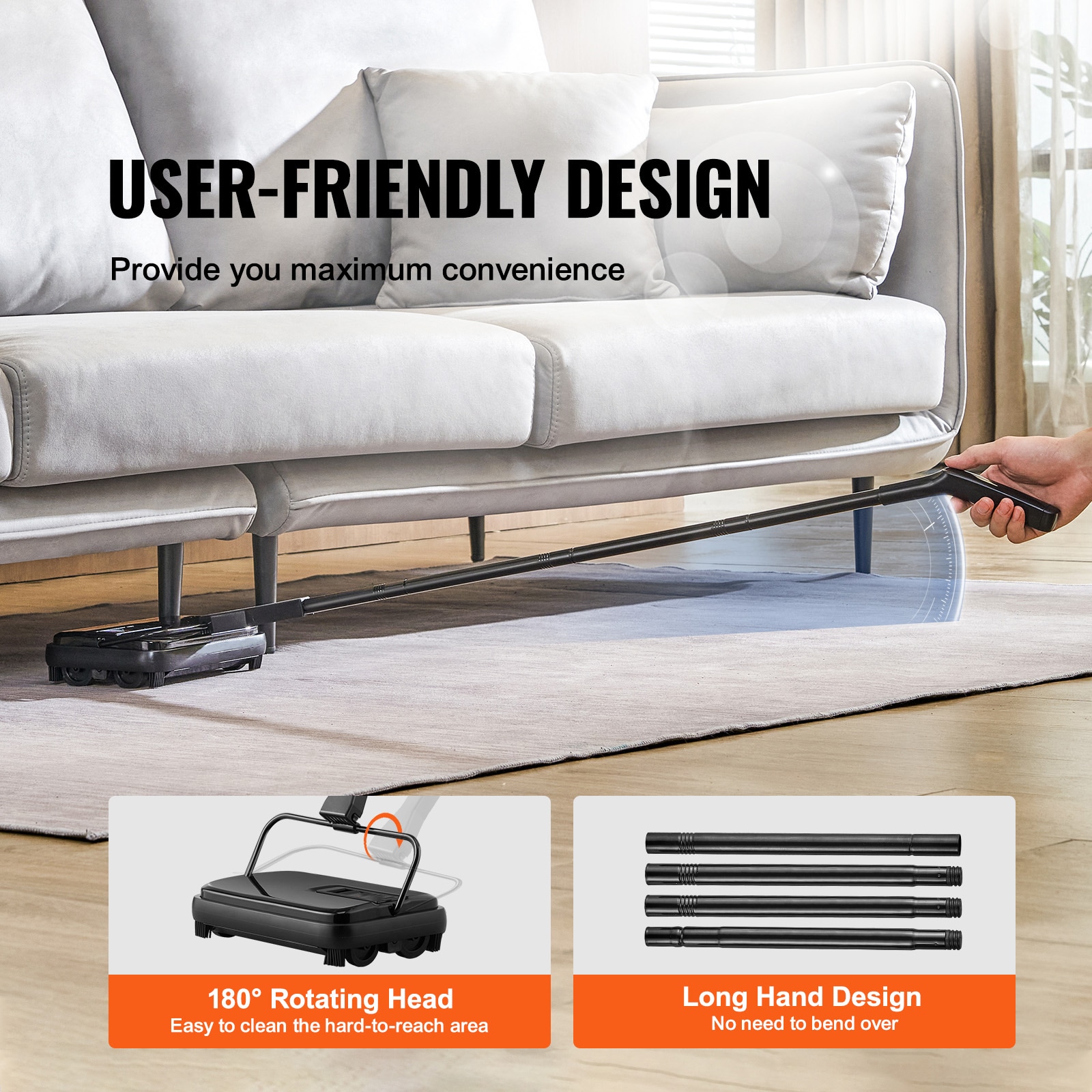 Manual Carpet Sweeper For Rugs Hardwood And Laminate Floors_voghion.com
